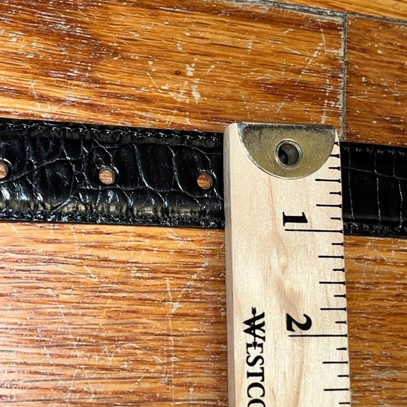 NWOT Talbots genuine leather belt black croc veritable collection boys medium - Picture 4 of 10